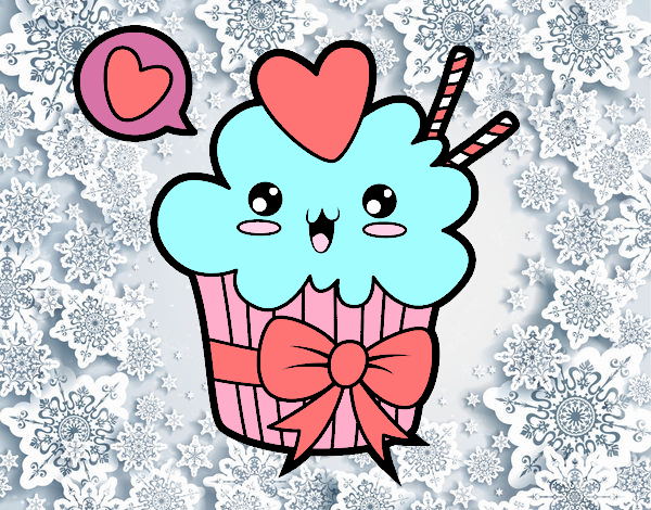 Cupcake kawaii con lazo