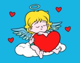 Dibujo Cupido con corazón pintado por roselincor