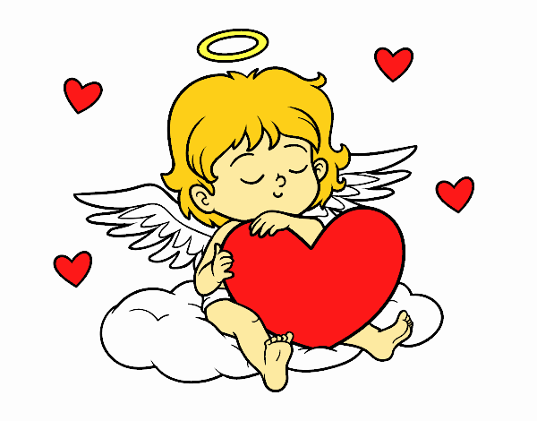 el angel abrazando un corazon dormidito