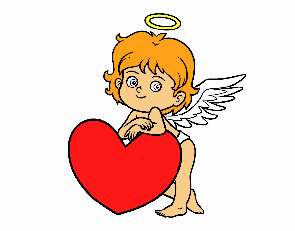 un angel posdo en un corazon