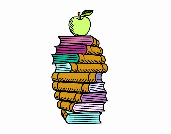 Libros y manzana