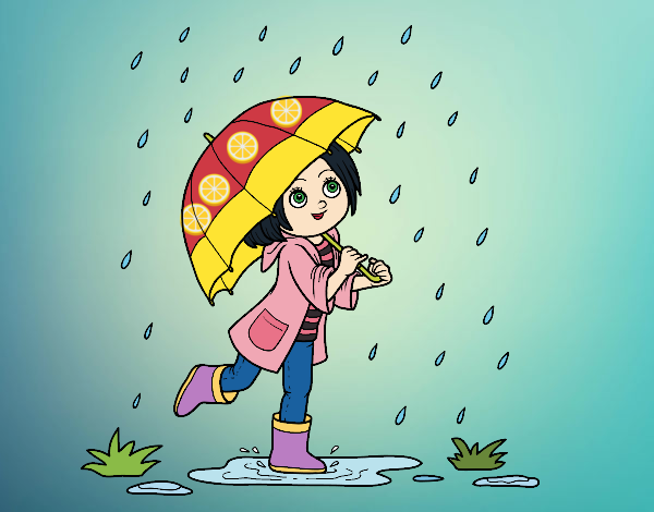 niña en la lluvia