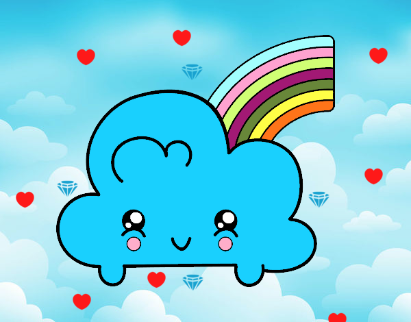 Nube con arco iris kawaii