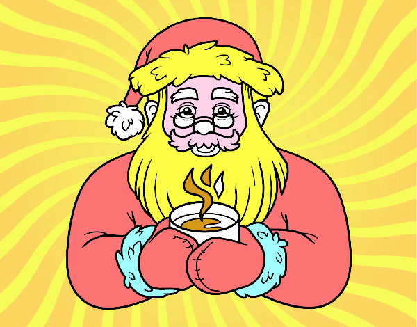 Papá Noel con taza de café