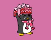 Pingüino con regalo de Navidad