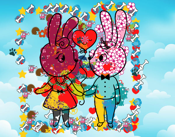 Dibujo Conejos enamorados pintado por Francesita