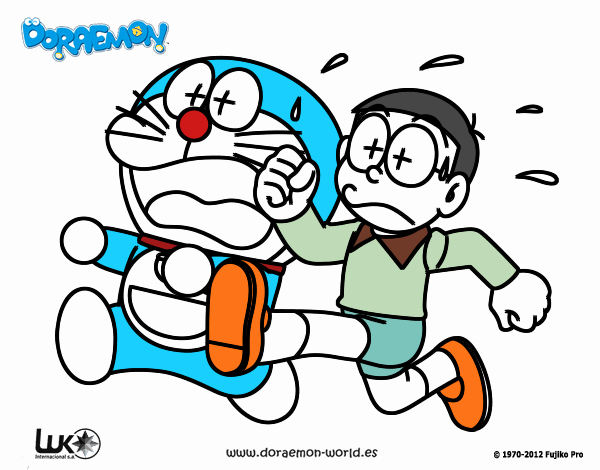 Doraemon y Nobita corriendo