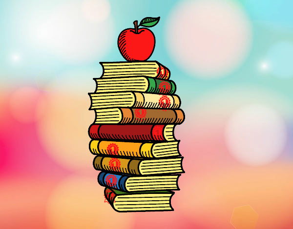 Libros y manzana