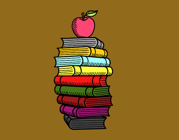 Libros y manzana