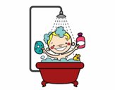 Niño en la ducha