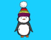 Pingüino con gorro de invierno