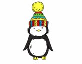 Pingüino con gorro de invierno