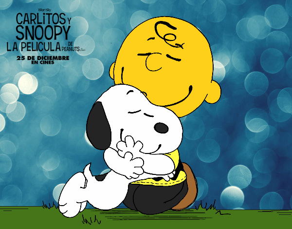 Snoopy y Carlitos abrazados