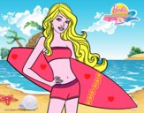 Barbie con tabla de surf