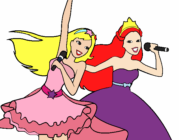 Barbie y la princesa cantando