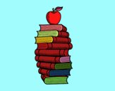 Libros y manzana