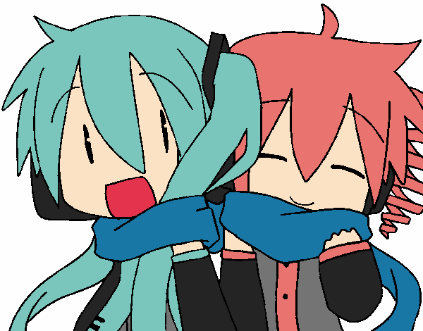 Miku y Len con bufanda