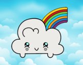 Nube con arco iris kawaii