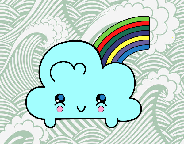 Nube con arco iris kawaii