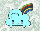 Nube con arco iris kawaii