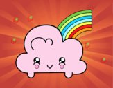 Nube con arco iris kawaii