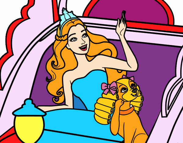 Dibujo Princesa cantante y su perrita pintado por mendz