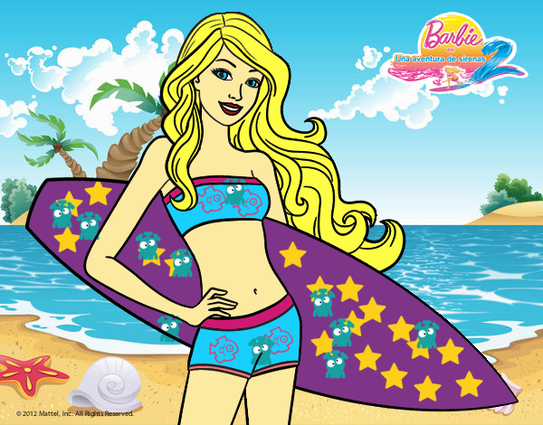 Barbie con tabla de surf