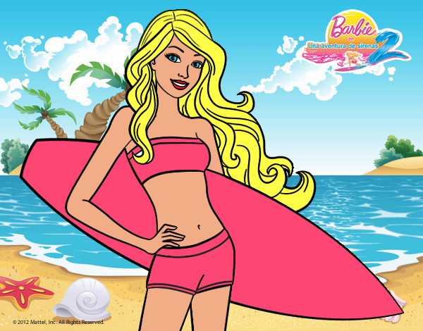 Barbie con tabla de surf