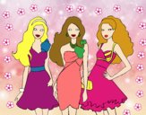 Barbie y sus amigas vestidas de fiesta