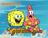 Bob Esponja y Patricio en bañador