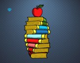 Libros y manzana