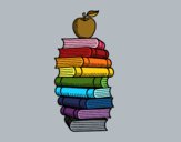 Libros y manzana