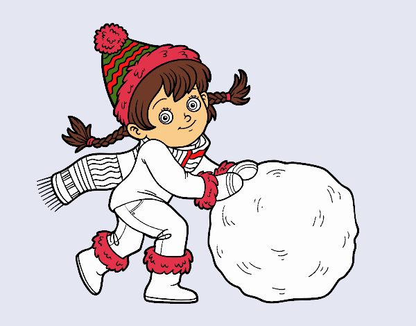 Niña con gran bola de nieve