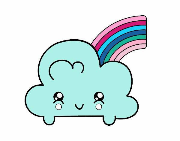 Nube con arco iris kawaii