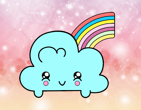 Nube con arco iris kawaii