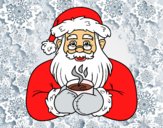 Papá Noel con taza de café