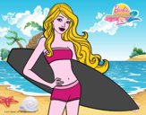 Barbie con tabla de surf