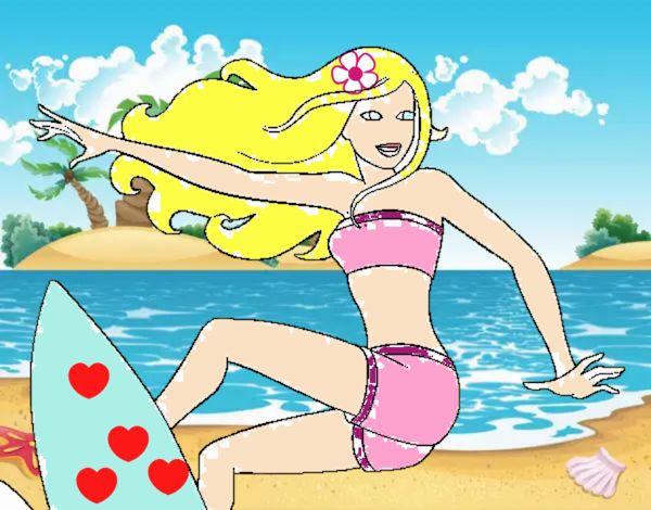 Barbie surfeando