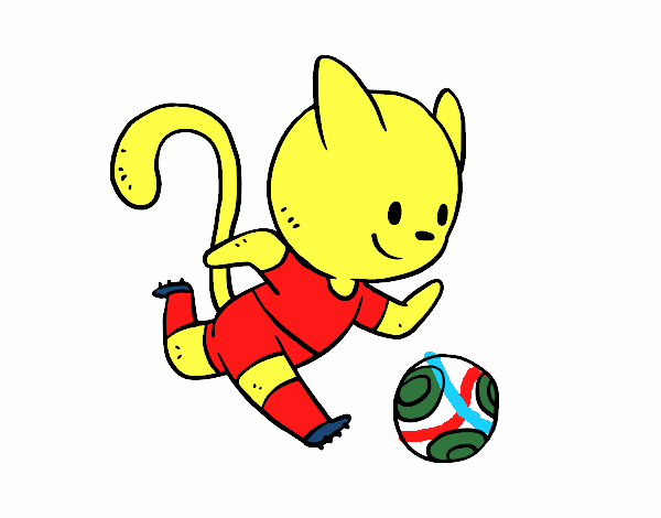 Gato jugando a fútbol