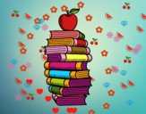 Libros y manzana