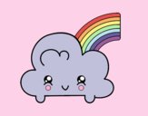 Nube con arco iris kawaii