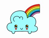 Nube con arco iris kawaii