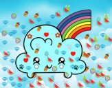 Nube con arco iris kawaii