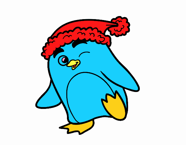 Pingüino con gorro de Navidad