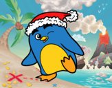 Pingüino con gorro de Navidad