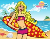 Barbie con tabla de surf