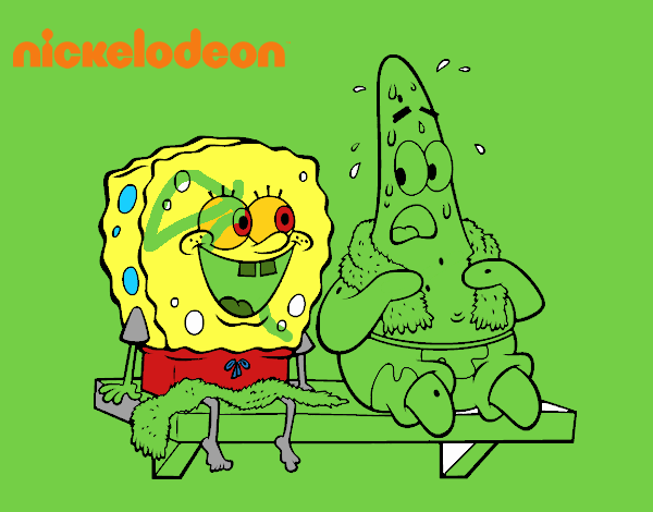 Bob Esponja y Patricio en bañador