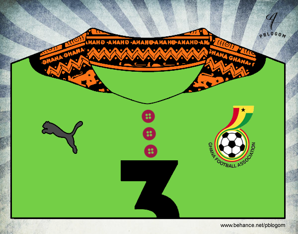 Camiseta del mundial de fútbol 2014 de Ghana