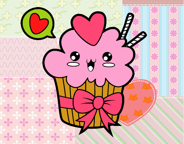 Cupcake kawaii con lazo