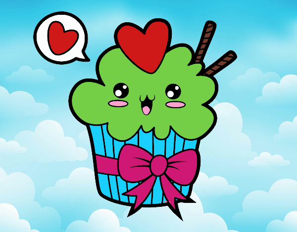 Cupcake kawaii con lazo